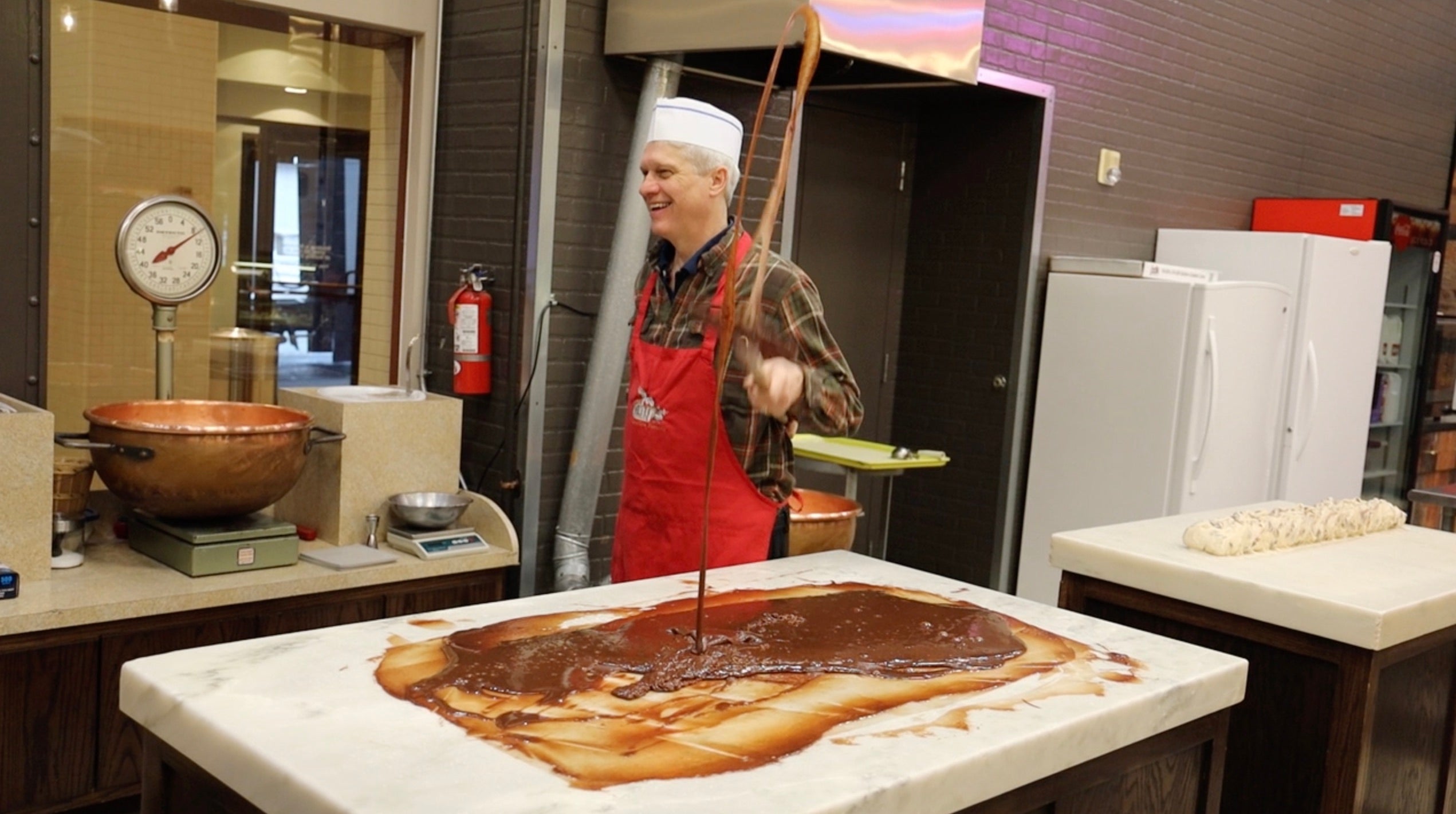 Cliff The Chocolate Confectioner throwing fudge